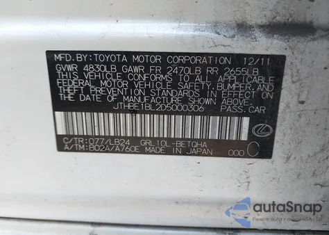 2013 Lexus Gs 350 z USA, uszkodzony, nr VIN JTHBE1BL2D5000306